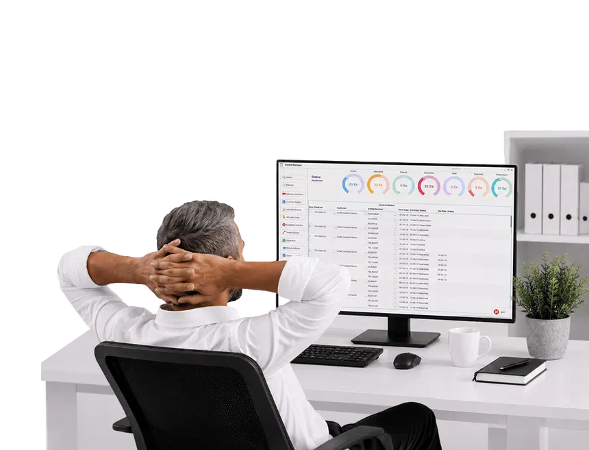 Business leader at his desk with operations running live on the Embrace ERP dashboard